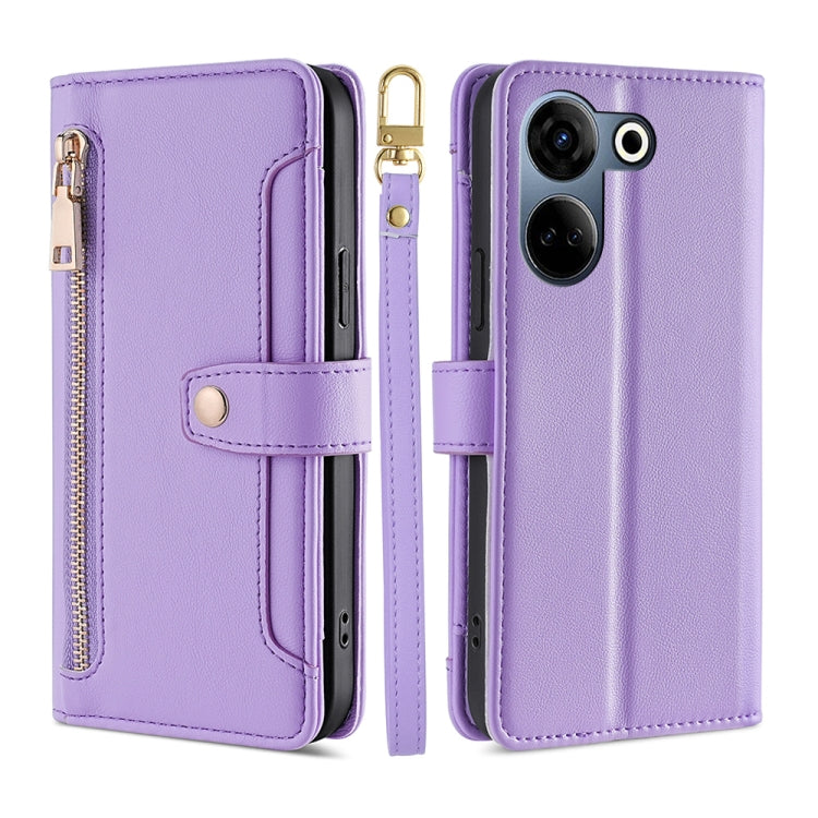 Sheep Texture Cross-body Zipper Wallet Leather Phone Case, For Tecno Camon 20 Pro 5G, For Tecno Camon 20 Pro 4G