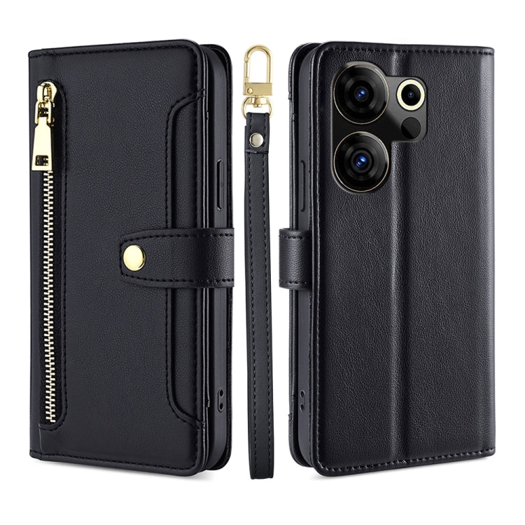 Sheep Texture Cross-body Zipper Wallet Leather Phone Case, For Tecno Spark 30 4G, For Tecno Pova 6 Neo 5G, For Tecno Camon 30 Premier 5G, For Tecno Camon 30 Pro 5G, For Tecno Camon 30, For Tecno Pova 5 Pro, For Tecno Pova Neo 3                         ...