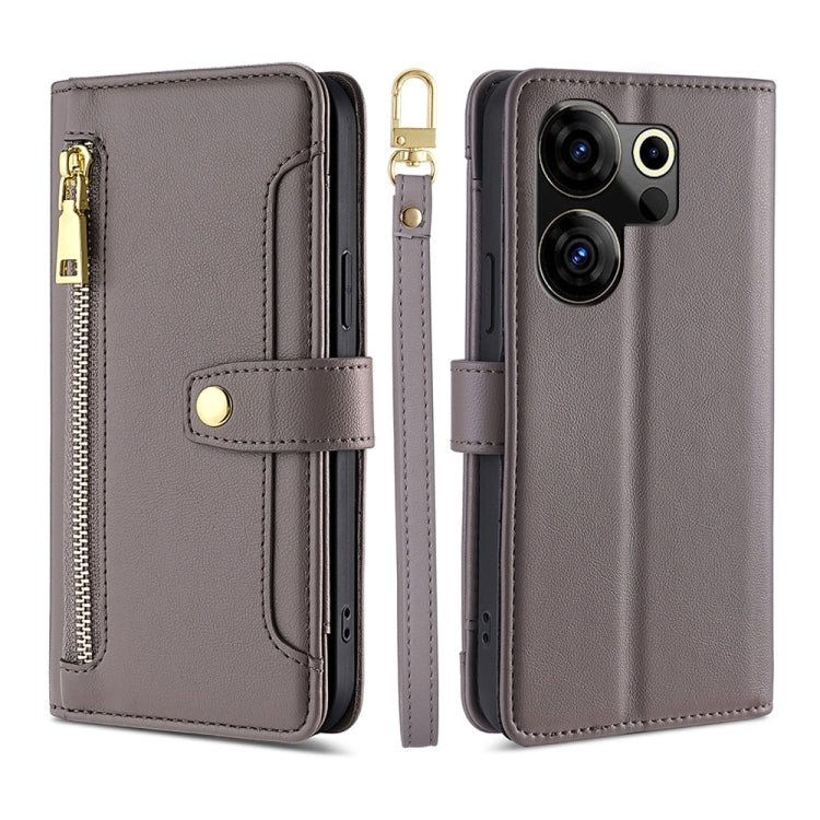 Sheep Texture Cross-body Zipper Wallet Leather Phone Case, For Tecno Spark 30 4G, For Tecno Pova 6 Neo 5G, For Tecno Camon 30 Premier 5G, For Tecno Camon 30 Pro 5G, For Tecno Camon 30, For Tecno Pova 5 Pro, For Tecno Pova Neo 3                         ...