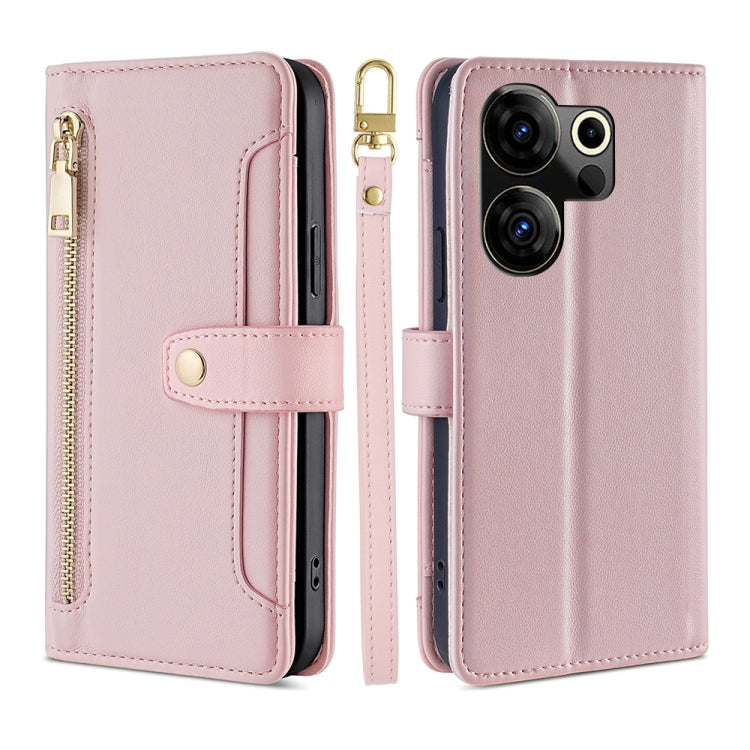 Sheep Texture Cross-body Zipper Wallet Leather Phone Case, For Tecno Spark 30 4G, For Tecno Pova 6 Neo 5G, For Tecno Camon 30 Premier 5G, For Tecno Camon 30 Pro 5G, For Tecno Camon 30, For Tecno Pova 5 Pro, For Tecno Pova Neo 3                         ...