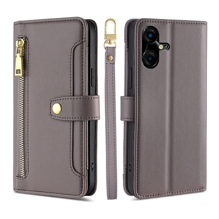 Sheep Texture Cross-body Zipper Wallet Leather Phone Case, For Tecno Spark 30 4G, For Tecno Pova 6 Neo 5G, For Tecno Camon 30 Premier 5G, For Tecno Camon 30 Pro 5G, For Tecno Camon 30, For Tecno Pova 5 Pro, For Tecno Pova Neo 3                         ...