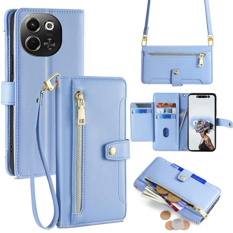 Sheep Texture Cross-body Zipper Wallet Leather Phone Case, For Tecno Spark 30 4G, For Tecno Pova 6 Neo 5G, For Tecno Camon 30 Premier 5G, For Tecno Camon 30 Pro 5G, For Tecno Camon 30, For Tecno Pova 5 Pro, For Tecno Pova Neo 3                         ...