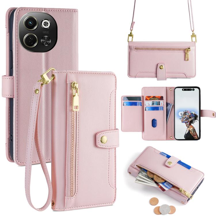 Sheep Texture Cross-body Zipper Wallet Leather Phone Case, For Tecno Spark 30 4G, For Tecno Pova 6 Neo 5G, For Tecno Camon 30 Premier 5G, For Tecno Camon 30 Pro 5G, For Tecno Camon 30, For Tecno Pova 5 Pro, For Tecno Pova Neo 3                         ...