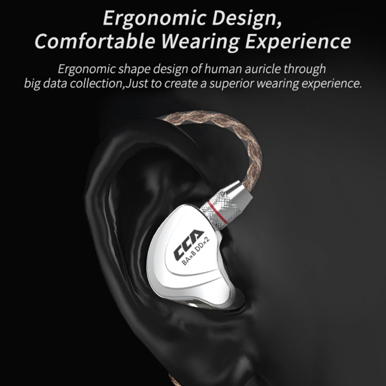 CCA CCA-C10 3.5mm Gold Plated Plug Ten Unit Hybrid Wire-controlled In-ear Earphone, with Mic, without Mic
