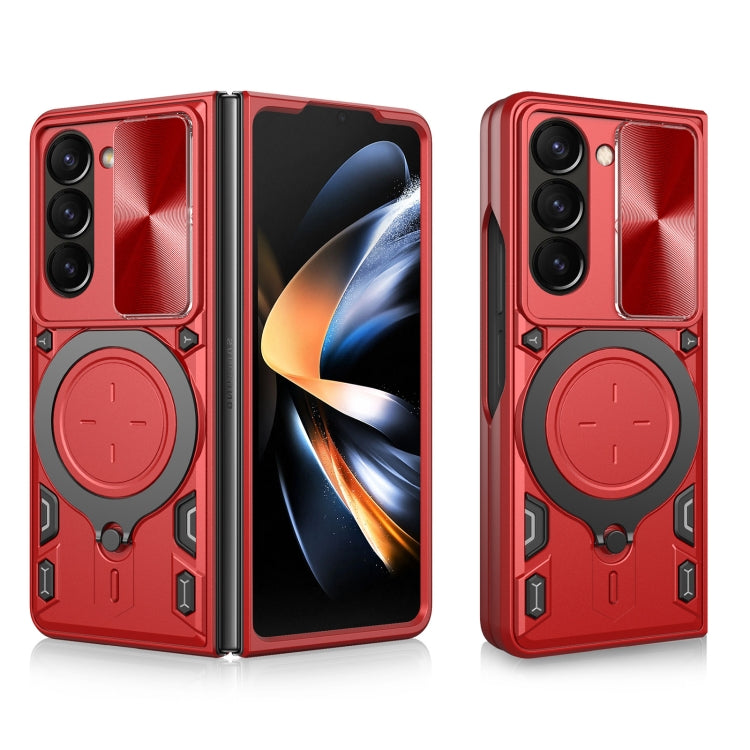 CD Texture Sliding Camshield Magnetic Holder Phone Case, For Galaxy Z Fold8 5G, For Samsung Galaxy Z Fold7, For Samsung Galaxy Z Fold5