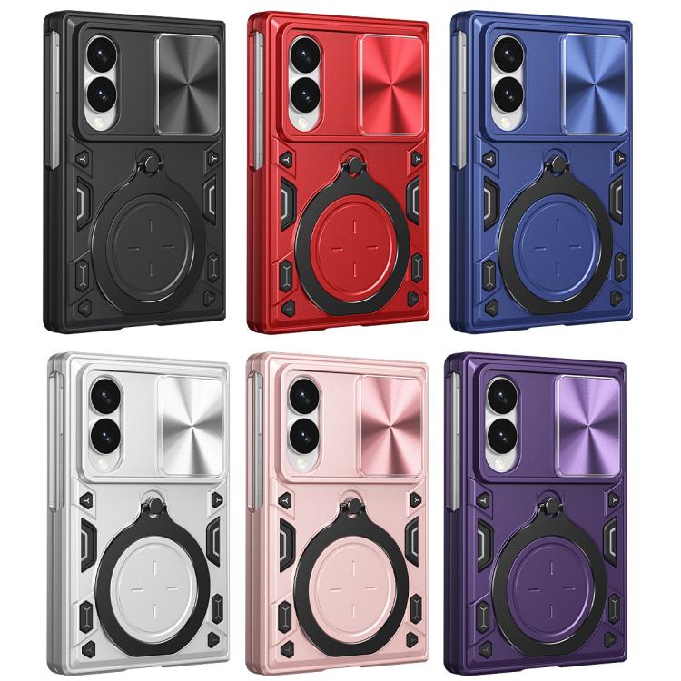 CD Texture Sliding Camshield Magnetic Holder Phone Case, For Galaxy Z Fold8 5G, For Samsung Galaxy Z Fold7, For Samsung Galaxy Z Fold5