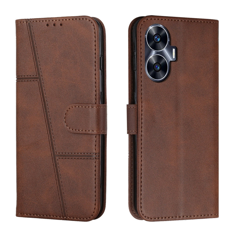 Stitching Calf Texture Buckle Leather Phone Case, For Realme C65 4G, For Realme 9i 5G/V20 5G/V30t/V30, For Realme C55