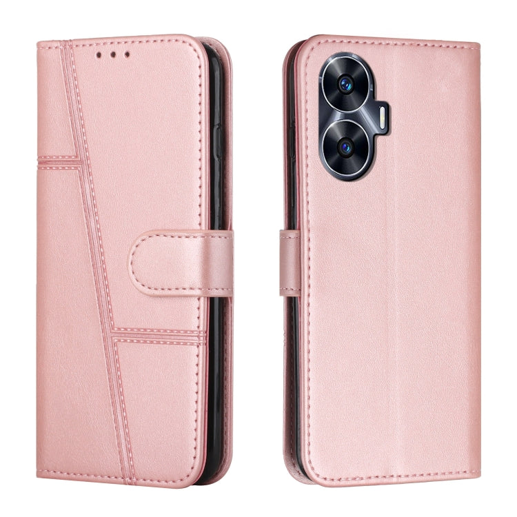 Stitching Calf Texture Buckle Leather Phone Case, For Realme C65 4G, For Realme 9i 5G/V20 5G/V30t/V30, For Realme C55