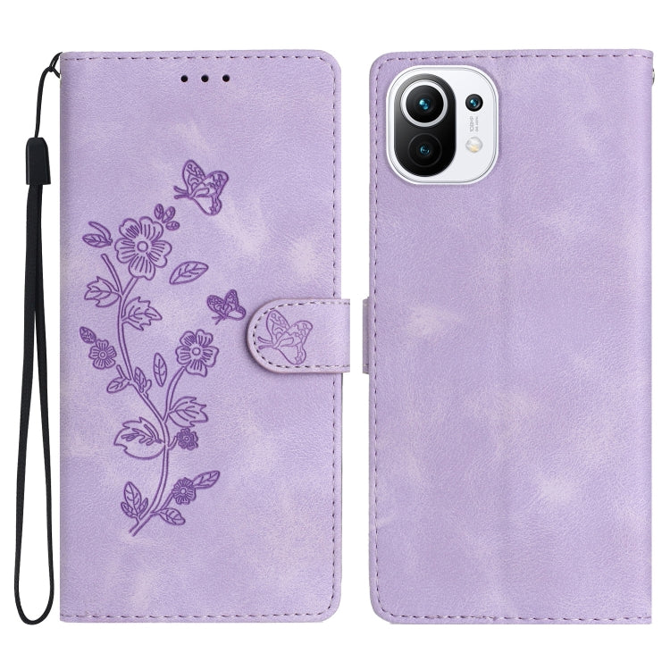 Flower Butterfly Embossing Pattern Leather Phone Case, For Xiaomi Redmi 10, For Xiaomi Mi 11 Lite, For Xiaomi Mi 11 Ultra, For Xiaomi Mi 11 Pro, For Xiaomi Redmi Note 10 5G, For Xiaomi Redmi 9A, For Xiaomi Redmi 9, For Xiaomi Redmi 9C