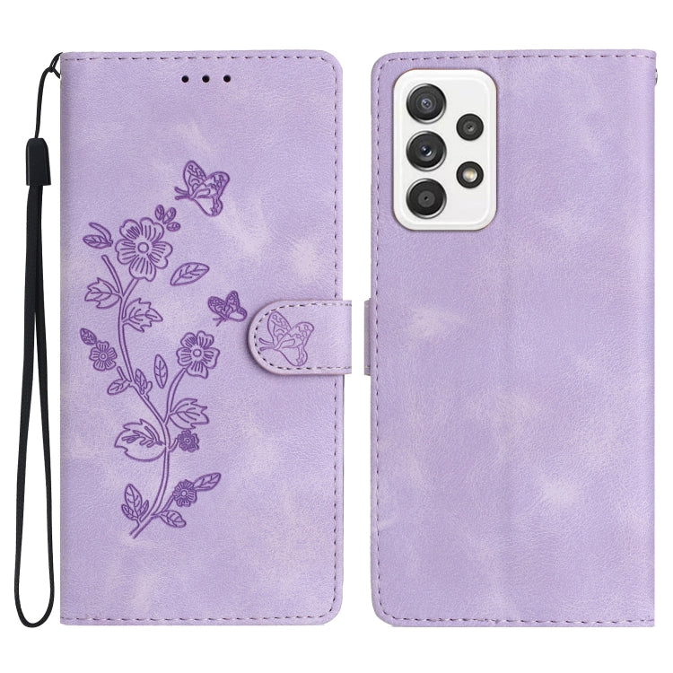 Flower Butterfly Embossing Pattern Leather Phone Case, For Samsung Galaxy S23 5G, For Samsung Galaxy A14 5G, For Samsung Galaxy A04, For Samsung Galaxy A04s, For Samsung Galaxy S20 FE, For Samsung Galaxy M53, For Samsung Galaxy M23                     ...