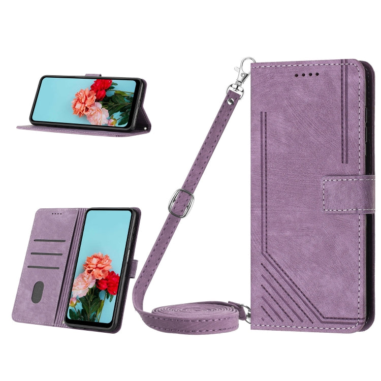 Skin Feel Stripe Pattern Leather Phone Case with Lanyard, For Infinix Zero 30 4G, For Infinix Zero 30 5G, For Infinix Hot 30 Play NFC, For Infinix Note 30/Note 30 5G, For Infinix Note 30i, For Infinix Note 30 Pro, For Infinix Note 30 VIP               ...