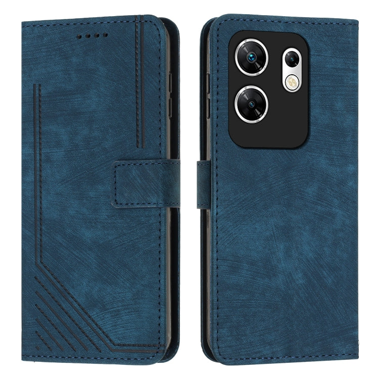 Skin Feel Stripe Pattern Leather Phone Case with Lanyard, For Infinix Smart 8, For Infinix Zero 30 4G, For Infinix Zero 30 5G, For Infinix Hot 30 Play NFC, For Infinix Note 30/Note 30 5G, For Infinix Note 30i, For Infinix Note 30 Pro                   ...