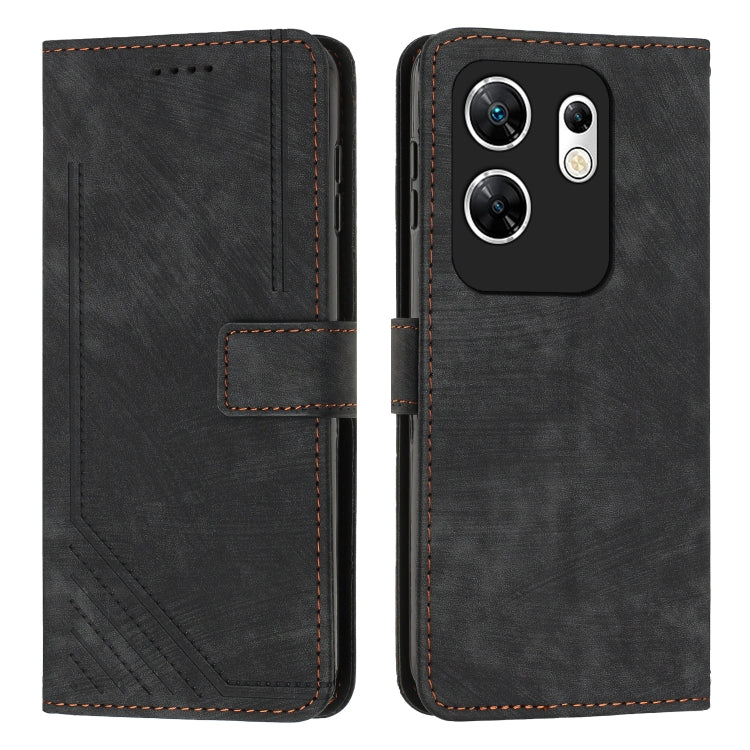 Skin Feel Stripe Pattern Leather Phone Case with Lanyard, For Infinix Smart 8, For Infinix Zero 30 4G, For Infinix Zero 30 5G, For Infinix Hot 30 Play NFC, For Infinix Note 30/Note 30 5G, For Infinix Note 30i, For Infinix Note 30 Pro                   ...