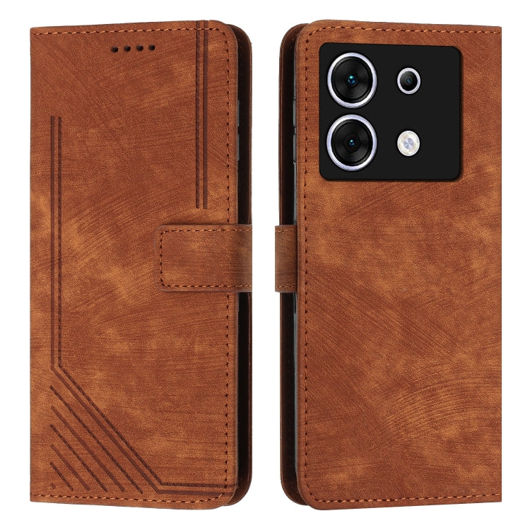 Skin Feel Stripe Pattern Leather Phone Case with Lanyard, For Infinix Smart 8, For Infinix Zero 30 4G, For Infinix Zero 30 5G, For Infinix Hot 30 Play NFC, For Infinix Note 30/Note 30 5G, For Infinix Note 30i, For Infinix Note 30 Pro                   ...