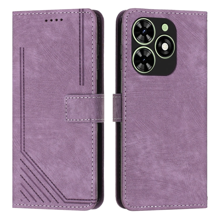 Skin Feel Stripe Pattern Leather Phone Case with Lanyard, For Infinix Hot 50 Pro+ 4G, For Infinix Note 40 5G, For Infinix GT 20 Pro, For Infinix Note 40 Pro 4G / 5G, For Infinix Note 40 4G, For Infinix Hot 40 / 40 Pro, For Infinix Hot 40i              ...