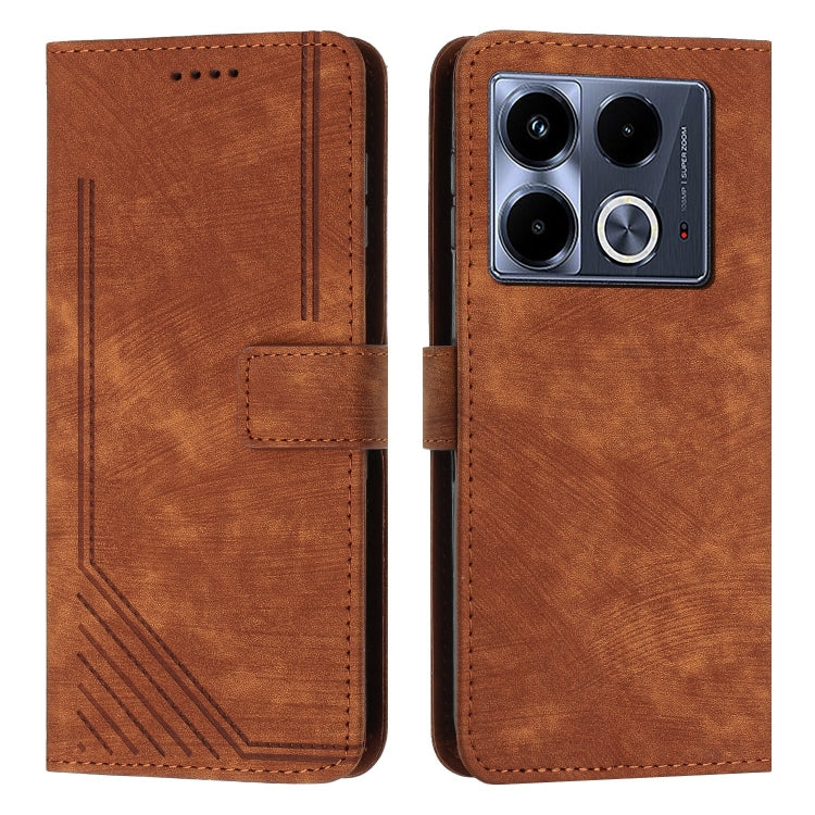 Skin Feel Stripe Pattern Leather Phone Case with Lanyard, For Infinix Hot 50 Pro+ 4G, For Infinix Note 40 5G, For Infinix GT 20 Pro, For Infinix Note 40 Pro 4G / 5G, For Infinix Note 40 4G, For Infinix Hot 40 / 40 Pro, For Infinix Hot 40i              ...