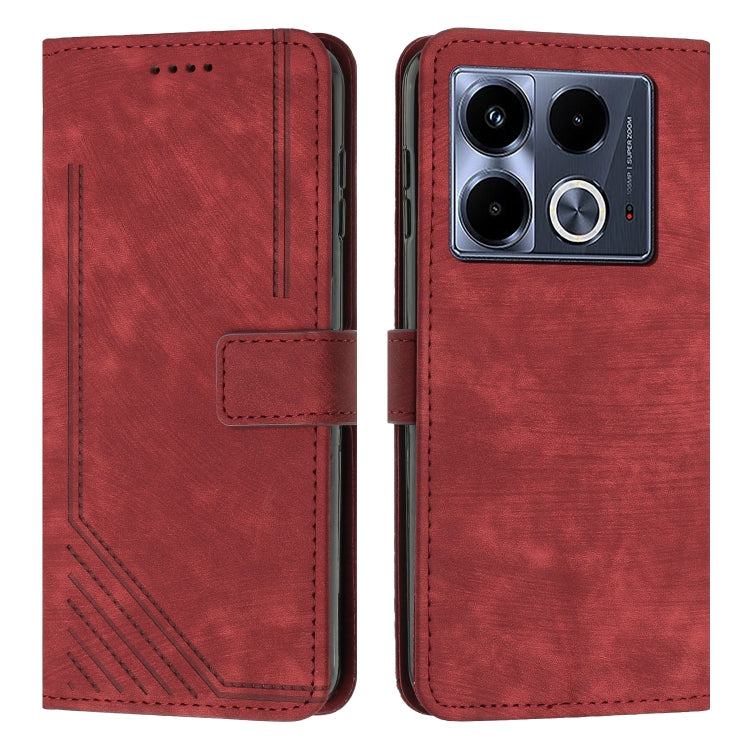 Skin Feel Stripe Pattern Leather Phone Case with Lanyard, For Infinix Hot 50 Pro+ 4G, For Infinix Note 40 5G, For Infinix GT 20 Pro, For Infinix Note 40 Pro 4G / 5G, For Infinix Note 40 4G, For Infinix Hot 40 / 40 Pro, For Infinix Hot 40i              ...