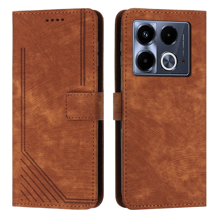 Skin Feel Stripe Pattern Leather Phone Case with Lanyard, For Infinix Hot 50i, For Infinix Hot 50 Pro+ 4G, For Infinix Note 40 5G, For Infinix GT 20 Pro, For Infinix Note 40 Pro 4G / 5G, For Infinix Note 40 4G, For Infinix Hot 40 / 40 Pro              ...