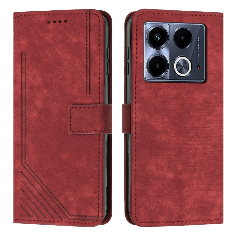 Skin Feel Stripe Pattern Leather Phone Case with Lanyard, For Infinix Hot 50i, For Infinix Hot 50 Pro+ 4G, For Infinix Note 40 5G, For Infinix GT 20 Pro, For Infinix Note 40 Pro 4G / 5G, For Infinix Note 40 4G, For Infinix Hot 40 / 40 Pro              ...