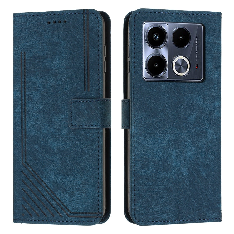 Skin Feel Stripe Pattern Leather Phone Case with Lanyard, For Infinix Hot 50i, For Infinix Hot 50 Pro+ 4G, For Infinix Note 40 5G, For Infinix GT 20 Pro, For Infinix Note 40 Pro 4G / 5G, For Infinix Note 40 4G, For Infinix Hot 40 / 40 Pro              ...