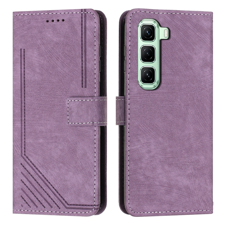 Skin Feel Stripe Pattern Leather Phone Case with Lanyard, For Infinix Smart 10 4G, For Infinix GT 30 Pro, For Infinix Note 50s, For Infinix Note 50x, For Infinix Note 50 Pro+, For Infinix Note 50 4G / 50 Pro 4G, For Infinix Hot 50 Pro 4G               ...