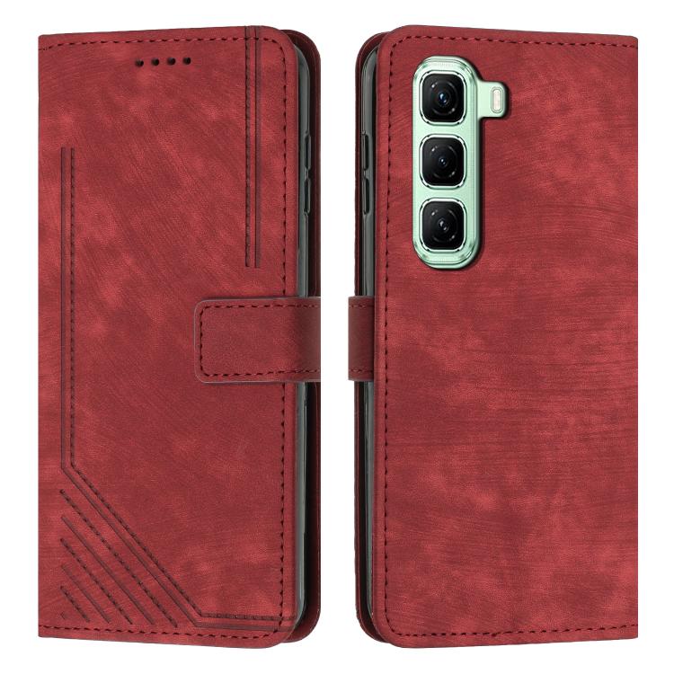Skin Feel Stripe Pattern Leather Phone Case with Lanyard, For Infinix Hot 70 5G, For Infinix Note Edge 5G, For Infinix Smart 20 4G, For Infinix Note 60 / 60 Pro 5G, For Infinix Hot 60 4G / Hot 60i 4G, For Infinix Hot 60 Pro+ 4G, For Infinix Hot 60 Pro ...