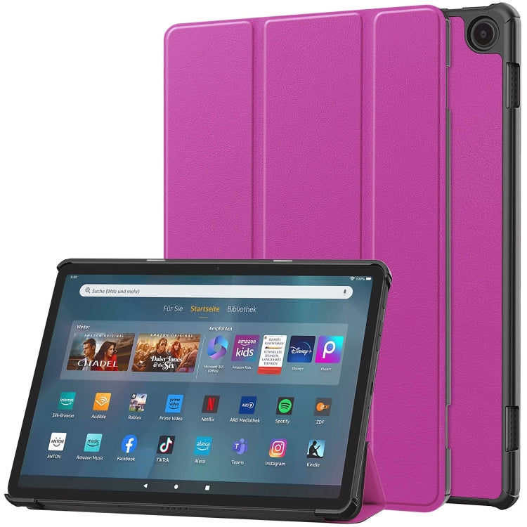 Custer Pure Color 3-Fold Holder Smart Leather Tablet Case, For  Amazon Fire Max 11