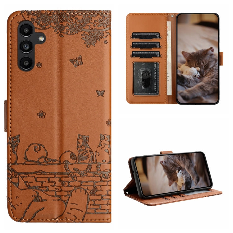Cat Embossing Pattern Leather Phone Case with Lanyard, For Samsung Galaxy A24, For Samsung Galaxy A15 5G, For Samsung Galaxy S24 Ultra, For Samsung Galaxy S24+, For Samsung Galaxy A55, For Samsung Galaxy A14, For Samsung Galaxy A35, For Samsung Galaxy ...