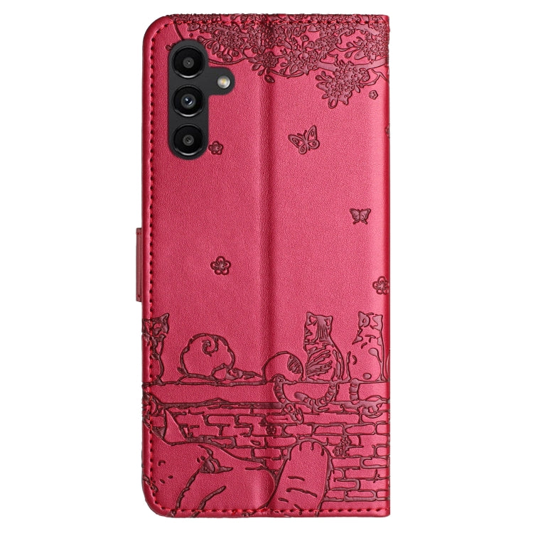 Cat Embossing Pattern Leather Phone Case with Lanyard, For Samsung Galaxy A24, For Samsung Galaxy A15 5G, For Samsung Galaxy S24 Ultra, For Samsung Galaxy S24+, For Samsung Galaxy A55, For Samsung Galaxy A14, For Samsung Galaxy A35, For Samsung Galaxy ...