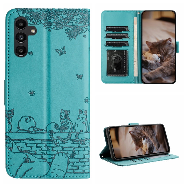 Cat Embossing Pattern Leather Phone Case with Lanyard, For Samsung Galaxy A24, For Samsung Galaxy A15 5G, For Samsung Galaxy S24 Ultra, For Samsung Galaxy S24+, For Samsung Galaxy A55, For Samsung Galaxy A14, For Samsung Galaxy A35, For Samsung Galaxy ...