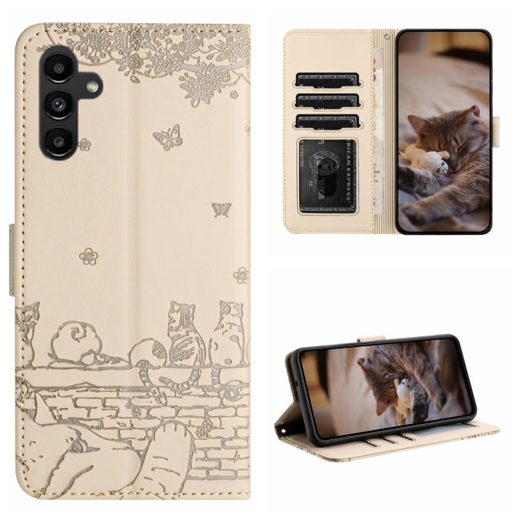 Cat Embossing Pattern Leather Phone Case with Lanyard, For Samsung Galaxy A24, For Samsung Galaxy A15 5G, For Samsung Galaxy S24 Ultra, For Samsung Galaxy S24+, For Samsung Galaxy A55, For Samsung Galaxy A14, For Samsung Galaxy A35, For Samsung Galaxy ...