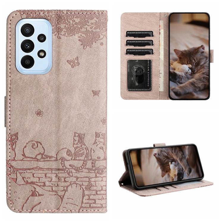 Cat Embossing Pattern Leather Phone Case with Lanyard, For Samsung Galaxy A13 4G, For Samsung Galaxy S22 Ultra, For Samsung Galaxy S22+, For Samsung Galaxy S22, For Samsung Galaxy A22 5G, For Samsung Galaxy S21 FE, For Samsung Galaxy A72               ...