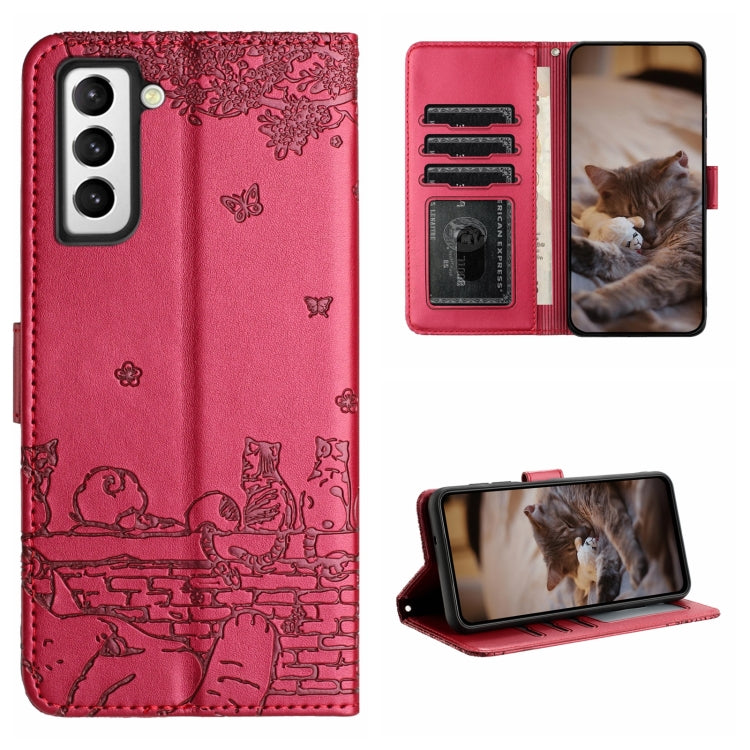 Cat Embossing Pattern Leather Phone Case with Lanyard, For Samsung Galaxy A32 5G, For Samsung Galaxy S21, For Samsung Galaxy S21+, For Samsung Galaxy S21 Ultra, For Samsung Galaxy A12, For Samsung Galaxy A71, For Samsung Galaxy A51