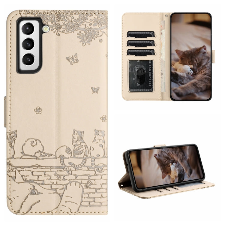 Cat Embossing Pattern Leather Phone Case with Lanyard, For Samsung Galaxy A32 5G, For Samsung Galaxy S21, For Samsung Galaxy S21+, For Samsung Galaxy S21 Ultra, For Samsung Galaxy A12, For Samsung Galaxy A71, For Samsung Galaxy A51