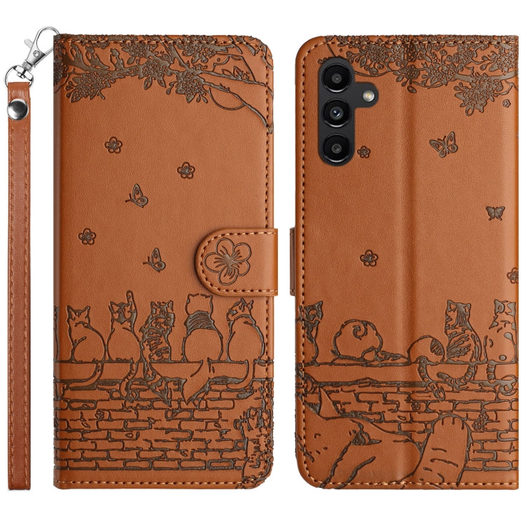 Cat Embossing Pattern Leather Phone Case with Lanyard, For Samsung Galaxy A24, For Samsung Galaxy A15 5G, For Samsung Galaxy S24 Ultra, For Samsung Galaxy S24+, For Samsung Galaxy A55, For Samsung Galaxy A14, For Samsung Galaxy A35, For Samsung Galaxy ...