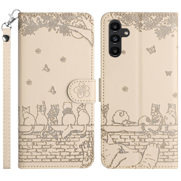 Cat Embossing Pattern Leather Phone Case with Lanyard, For Samsung Galaxy A24, For Samsung Galaxy A15 5G, For Samsung Galaxy S24 Ultra, For Samsung Galaxy S24+, For Samsung Galaxy A55, For Samsung Galaxy A14, For Samsung Galaxy A35, For Samsung Galaxy ...