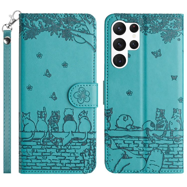 Cat Embossing Pattern Leather Phone Case with Lanyard, For Samsung Galaxy A24, For Samsung Galaxy A15 5G, For Samsung Galaxy S24 Ultra, For Samsung Galaxy S24+, For Samsung Galaxy A55, For Samsung Galaxy A14, For Samsung Galaxy A35, For Samsung Galaxy ...