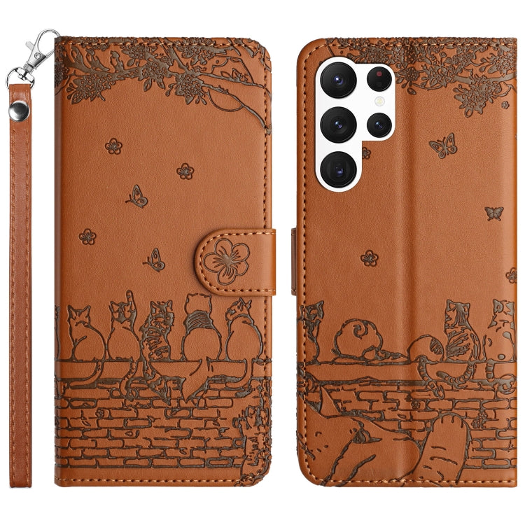 Cat Embossing Pattern Leather Phone Case with Lanyard, For Samsung Galaxy A24, For Samsung Galaxy A15 5G, For Samsung Galaxy S24 Ultra, For Samsung Galaxy S24+, For Samsung Galaxy A55, For Samsung Galaxy A14, For Samsung Galaxy A35, For Samsung Galaxy ...