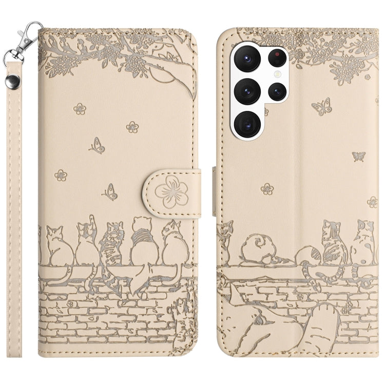 Cat Embossing Pattern Leather Phone Case with Lanyard, For Samsung Galaxy A24, For Samsung Galaxy A15 5G, For Samsung Galaxy S24 Ultra, For Samsung Galaxy S24+, For Samsung Galaxy A55, For Samsung Galaxy A14, For Samsung Galaxy A35, For Samsung Galaxy ...