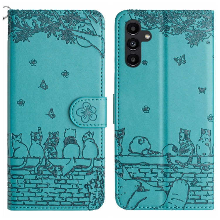 Cat Embossing Pattern Leather Phone Case with Lanyard, For Samsung Galaxy A24, For Samsung Galaxy A15 5G, For Samsung Galaxy S24 Ultra, For Samsung Galaxy S24+, For Samsung Galaxy A55, For Samsung Galaxy A14, For Samsung Galaxy A35, For Samsung Galaxy ...