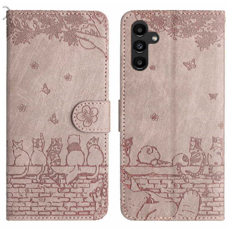 Cat Embossing Pattern Leather Phone Case with Lanyard, For Samsung Galaxy A24, For Samsung Galaxy A15 5G, For Samsung Galaxy S24 Ultra, For Samsung Galaxy S24+, For Samsung Galaxy A55, For Samsung Galaxy A14, For Samsung Galaxy A35, For Samsung Galaxy ...