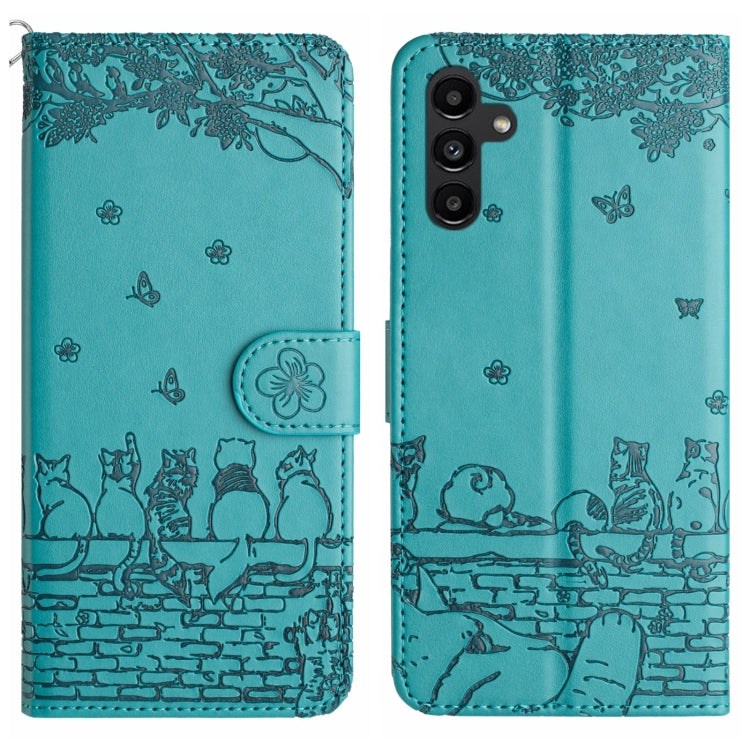 Cat Embossing Pattern Leather Phone Case with Lanyard, For Samsung Galaxy A24, For Samsung Galaxy A15 5G, For Samsung Galaxy S24 Ultra, For Samsung Galaxy S24+, For Samsung Galaxy A55, For Samsung Galaxy A14, For Samsung Galaxy A35, For Samsung Galaxy ...