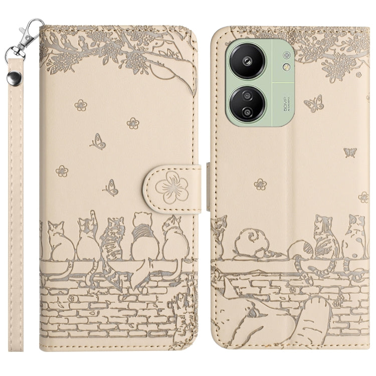 Cat Embossing Pattern Leather Phone Case with Lanyard, For Xiaomi Poco M6 Pro 4G, For Xiaomi Poco C65/Poco M6, For Xiaomi Redmi Note 13 Pro 4G, For Xiaomi Redmi Note 13 4G, For Xiaomi Redmi 13C 4G/5G/13R 5G, For Xiaomi Redmi Note 13 5G                 ...