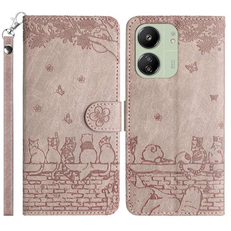 Cat Embossing Pattern Leather Phone Case with Lanyard, For Xiaomi Poco M6 Pro 4G, For Xiaomi Poco C65/Poco M6, For Xiaomi Redmi Note 13 Pro 4G, For Xiaomi Redmi Note 13 4G, For Xiaomi Redmi 13C 4G/5G/13R 5G, For Xiaomi Redmi Note 13 5G                 ...