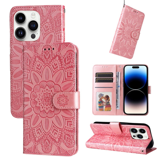 Embossed Sunflower Leather Phone Case, For iPhone 15 Pro Max, For iPhone 15 Pro, For iPhone 15 Plus, For iPhone 15