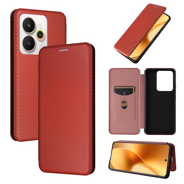 Carbon Fiber Texture Flip Leather Phone Case, For Realme Note 80 4G, For Realme 16 5G, For Realme 16 Pro+ 5G, For Realme 15x 5G India / C85 5G, For Realme C85 Pro 4G, For Realme 15T 5G, For Realme 15 5G / Realme 15 Pro 5G, For Realme GT 7 Global       ...