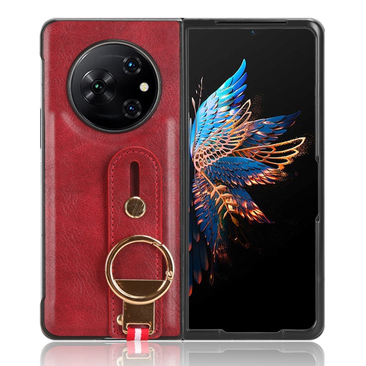 Wristband Leather Back Phone Case, For Tecno Phantom V Flip2, For Tecno Phantom V Fold2, For Tecno Phantom V Fold