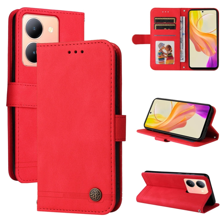 Skin Feel Life Tree Metal Button Leather Phone Case, For vivo Y100 5G IDN / Y200e 5G Global, For vivo Y03 4G, For vivo Y200 / V29e Global, For vivo Y17s, For vivo Y36 4G / 5G Foreign, For vivo Y78 5G Foreign