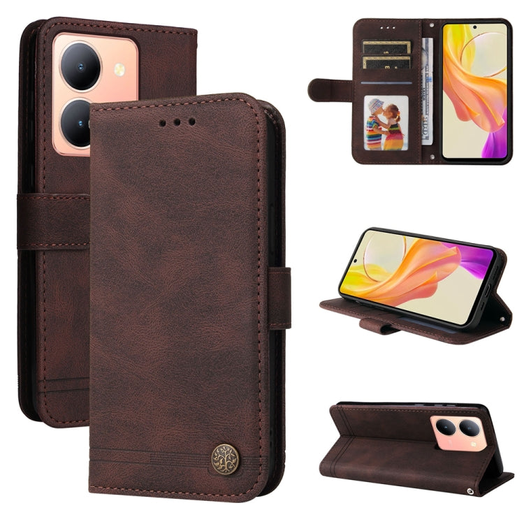 Skin Feel Life Tree Metal Button Leather Phone Case, For vivo Y100 5G IDN / Y200e 5G Global, For vivo Y03 4G, For vivo Y200 / V29e Global, For vivo Y17s, For vivo Y36 4G / 5G Foreign, For vivo Y78 5G Foreign