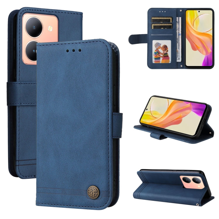 Skin Feel Life Tree Metal Button Leather Phone Case, For vivo Y100 5G IDN / Y200e 5G Global, For vivo Y03 4G, For vivo Y200 / V29e Global, For vivo Y17s, For vivo Y36 4G / 5G Foreign, For vivo Y78 5G Foreign
